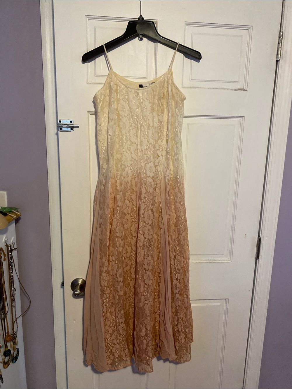 Together Cream-to-Tan Ombre Lace Maxi Dress